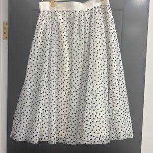 Elegant White and Black heart Polka Dot Skirt